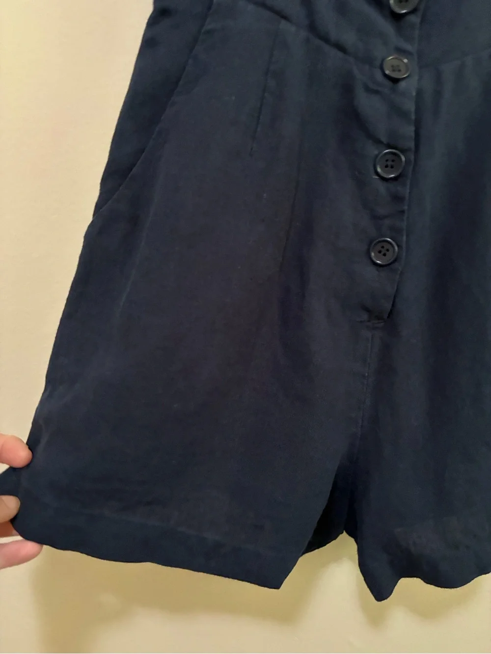 Reformation Navy Blue Linen Blanca Romper size 2
